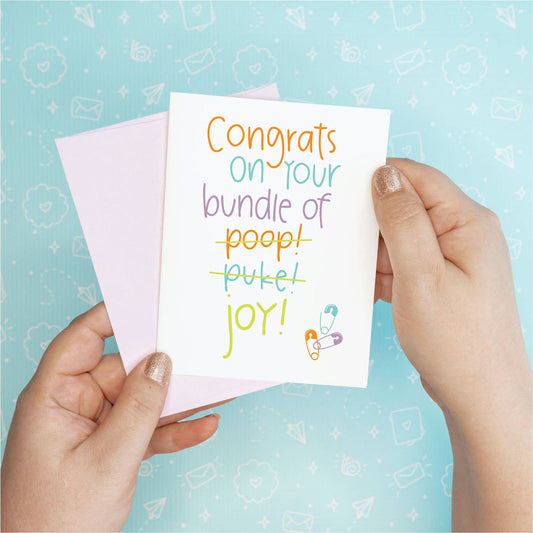 Bundle of Joy New Baby Funny Recycled Greeting Card
