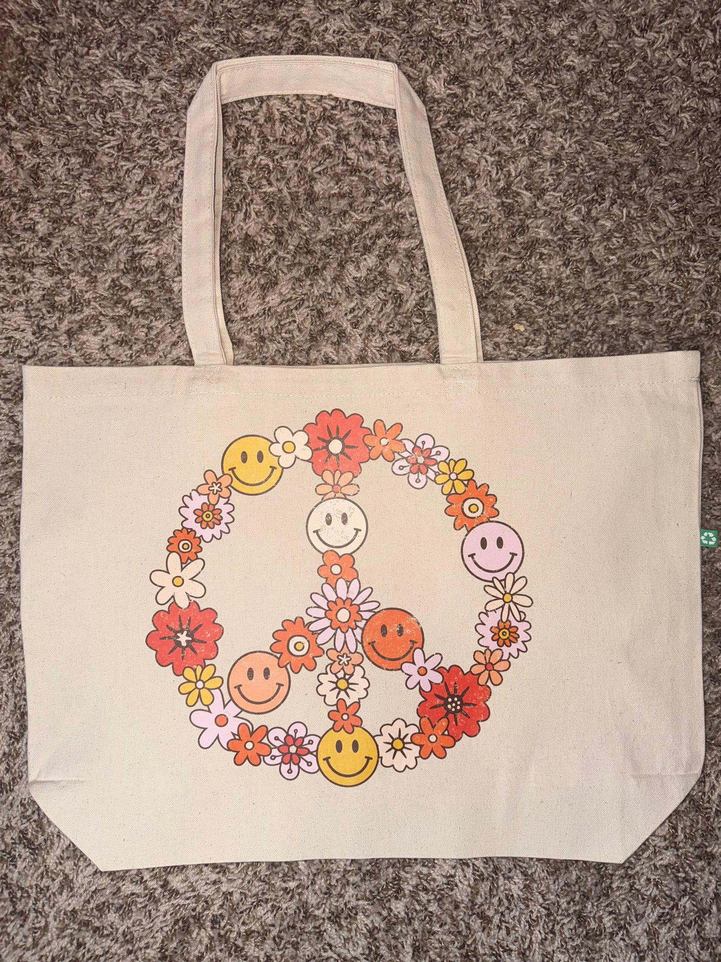 Floral Peace - Recycled Canvas Tote Bag