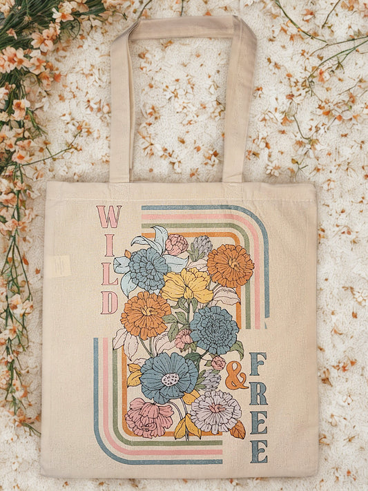 Wild & Free - Natural Cotton Canvas Tote Bag