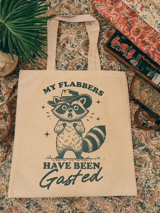 My Flabbers Have Veen Gasted, Raccoon - Natural Cotton Canvas Tote Bag